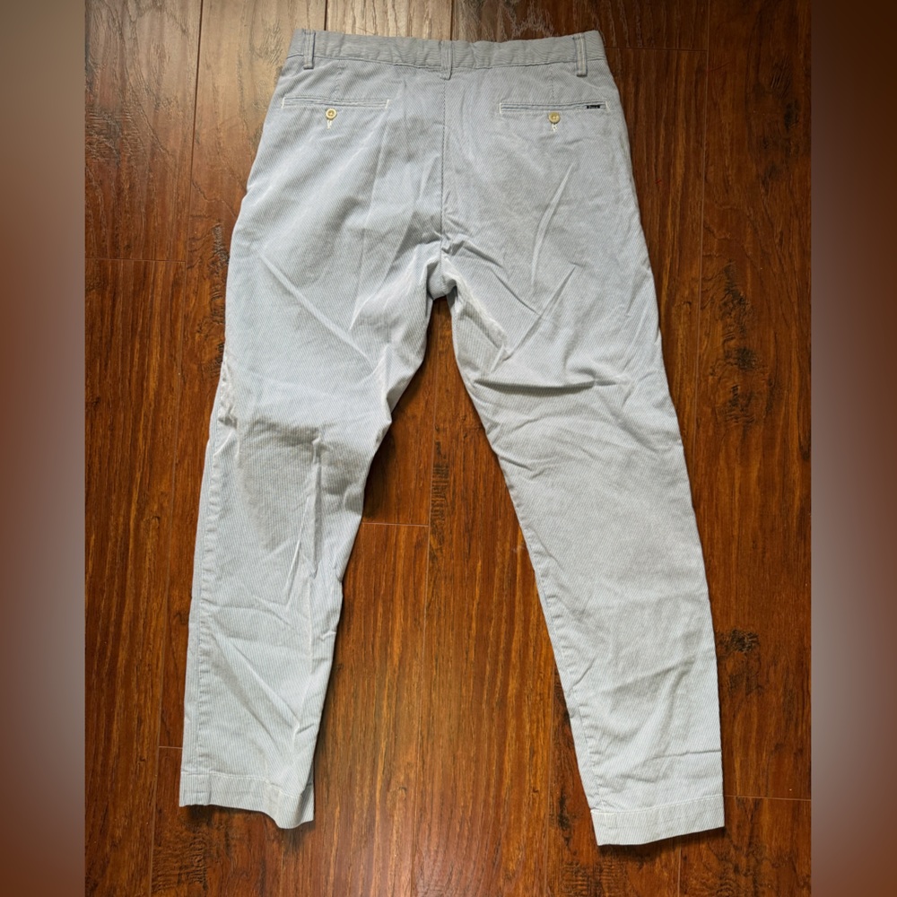 Polo Ralph Lauren Blue White Striped 100 Cotton Pant Mens size 32x30 Slim Fit - Picture 2 of 4